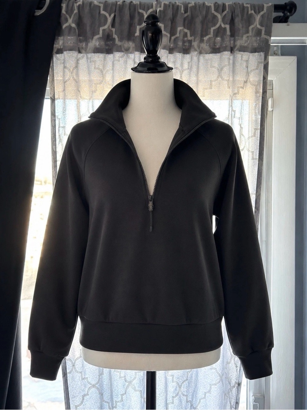 SPANX Black Half-Zip Crewneck Sweater